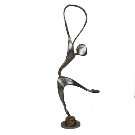 Mixed Metal Modernist Sculpture of a Dancer