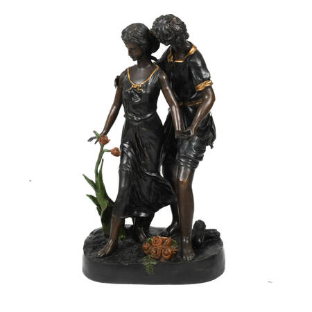 Metal Sculpture of a Romantic Couple After Auguste Moreau