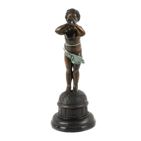 Bronze Putti Blowing a Horn Statue