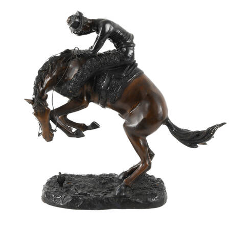 Bronze Bucking Bronco Sculpture After Frederic Remington