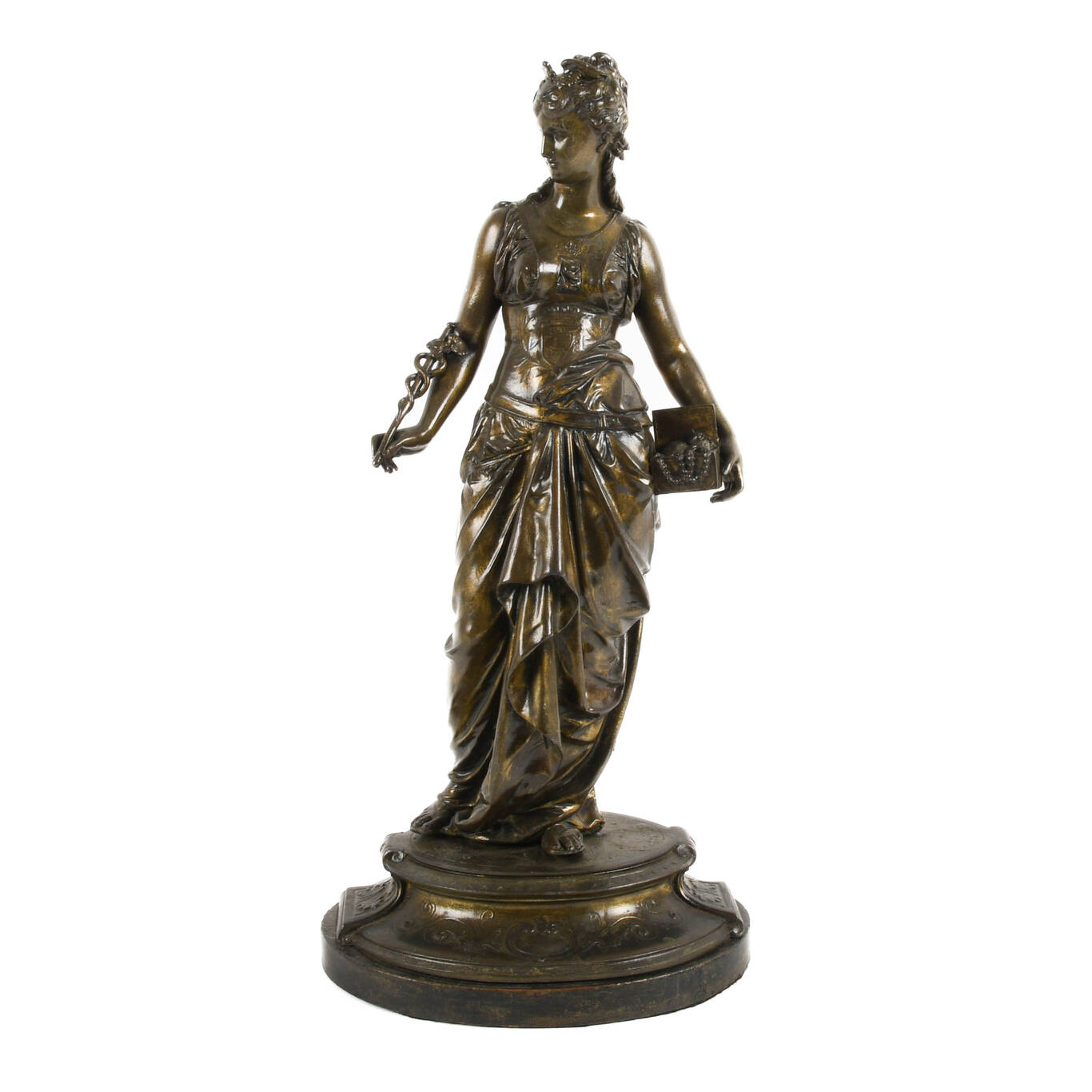Cast Metal Figural Greek Maiden Statue