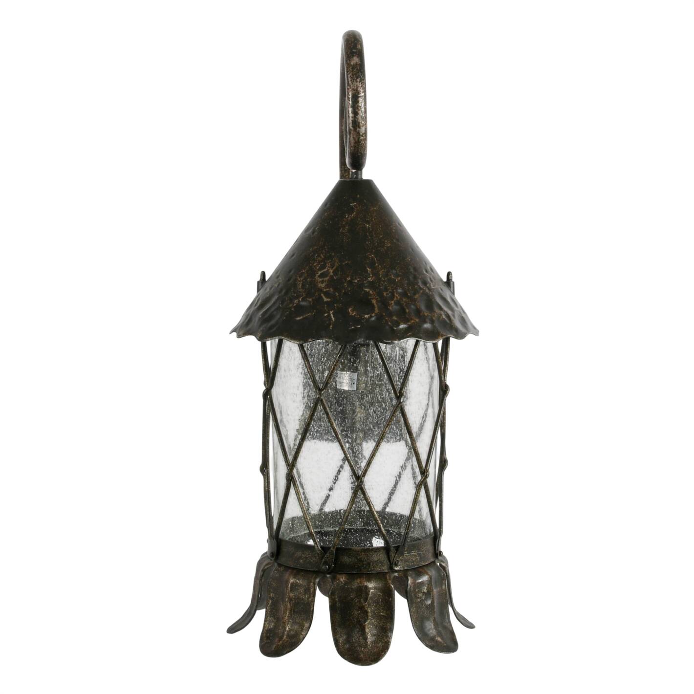 Rustic Outdoor Wall Lantern Light Fixture with Seeded Glass Shade