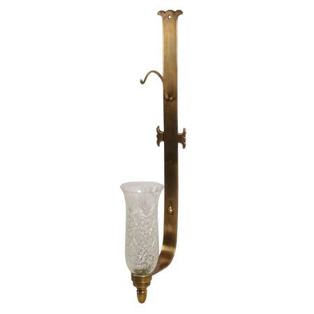 Brass Candle Wall Sconce with Glass Hurricane Shade