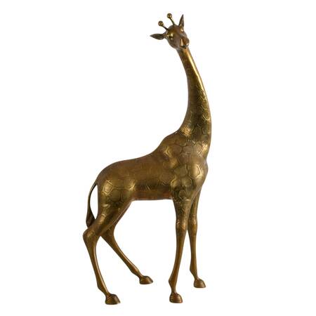 Mid-Century Modern Tall Brass Giraffe Sculpture