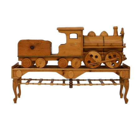 Lifesize Wooden Model Train on Stand