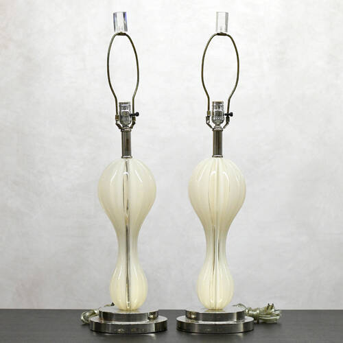 Modern Fluted Acrylic Table Lamps with Clear Finials
