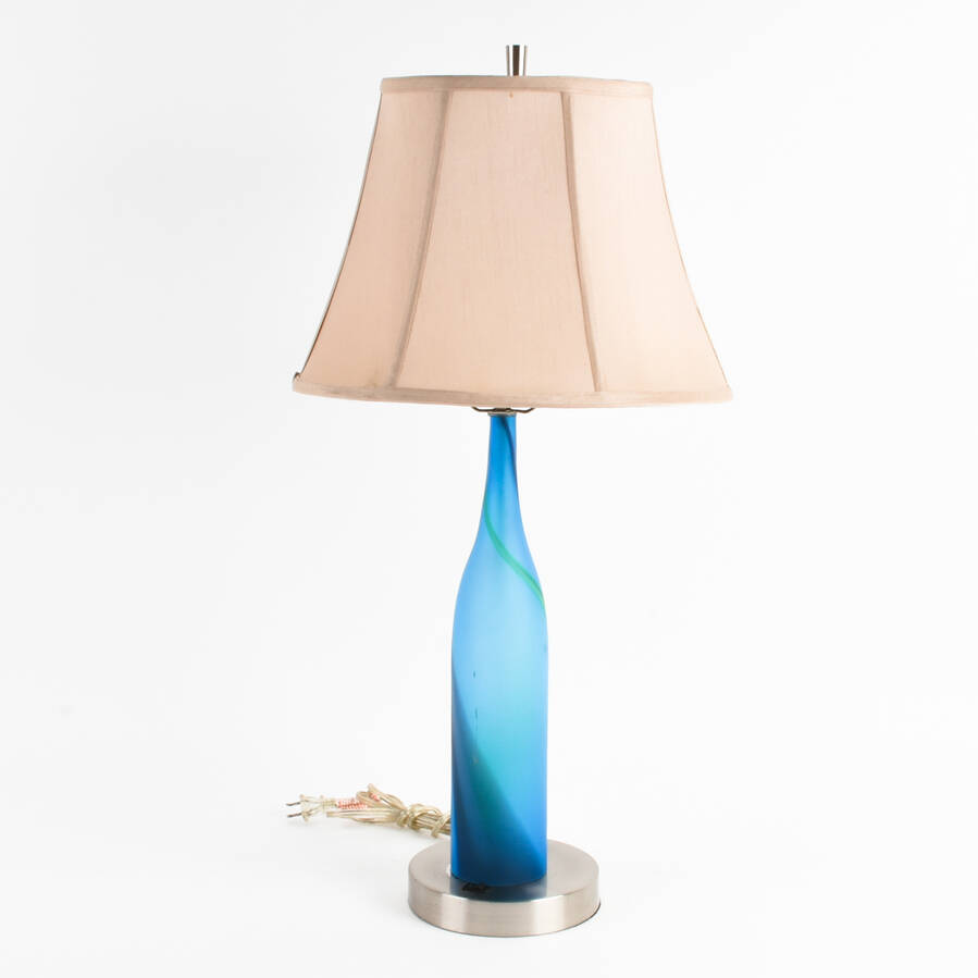 Blue Modern Abstract Table Lamp on Chrome Base