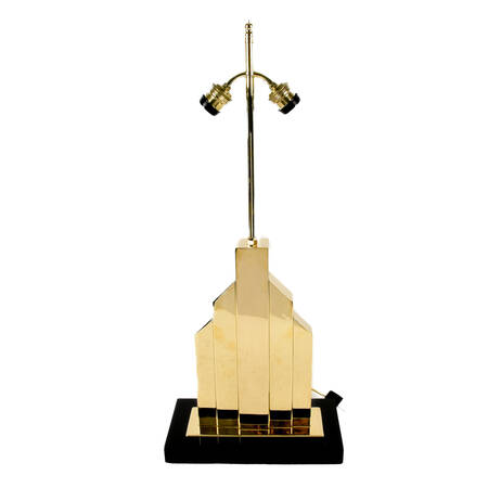 Mid-Century Modern Black and Gold Skyscraper Form Lamp