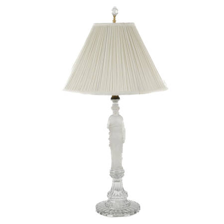 Frosted Crystal Goddess Lamp with Gold Accents