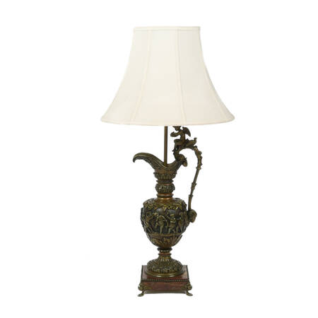 Antique Bronze Urn Lamp on a Marble Base