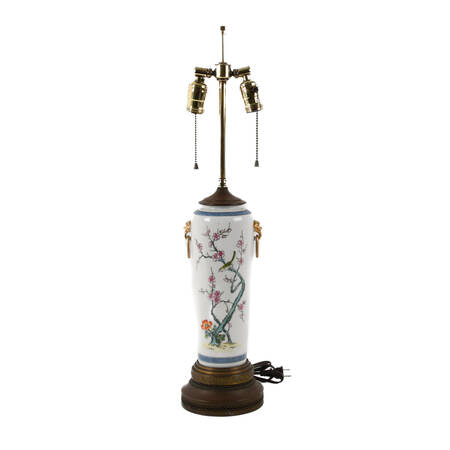 Porcelain Floral and Greek Key Design Table Lamp