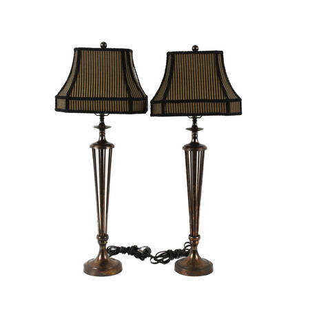Pair of Decorative Open Cage Metal Table Lamps