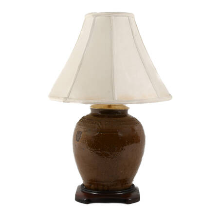 Chinese Stoneware Table Lamp on Decorative Base