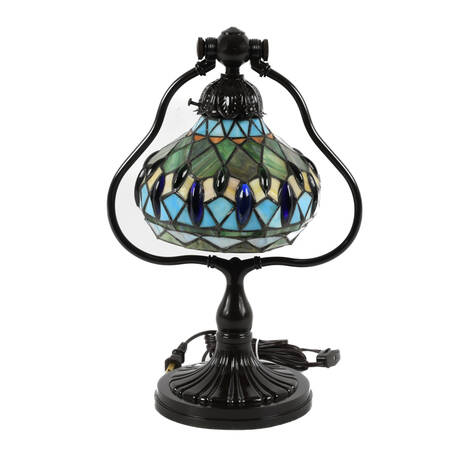 Tiffany-Style Stained-Glass Harp Desk Lamp
