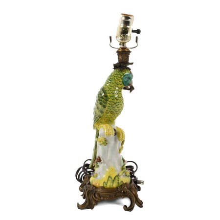 Ormolu Mounted Figural Parrot Lamp