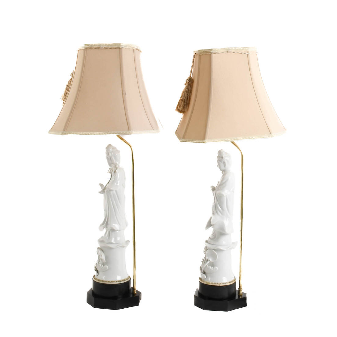 Pair of Blanc de Chine Guanyin Table Lamps