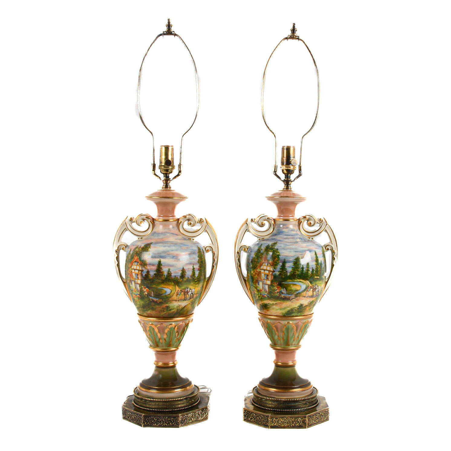Pair of Hand-Painted Porcelain Table Lamps