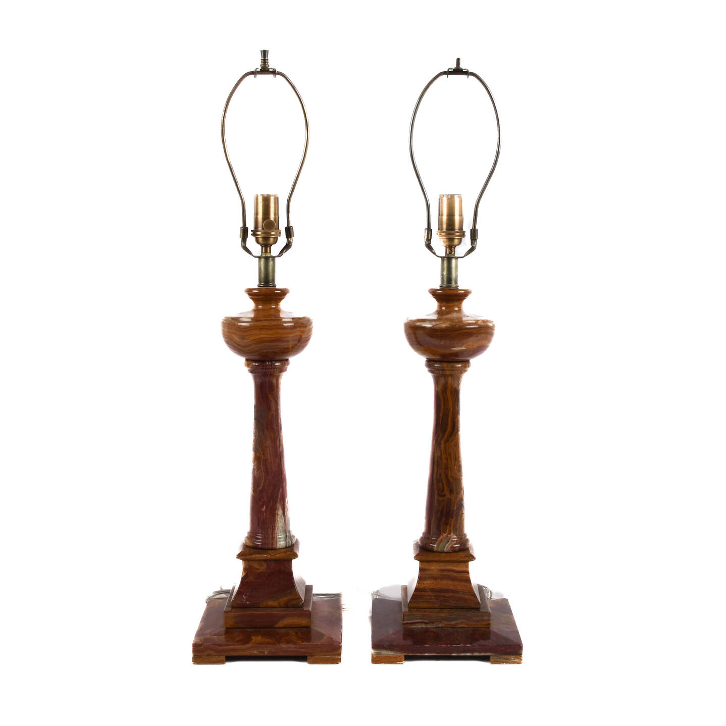 Pair of Caramel-Toned Alabaster Table Lamps