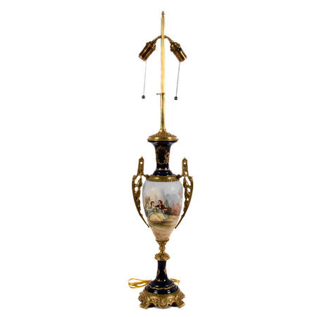 Sèvres-Style Handled Urn Courtly Lovers Table Lamp