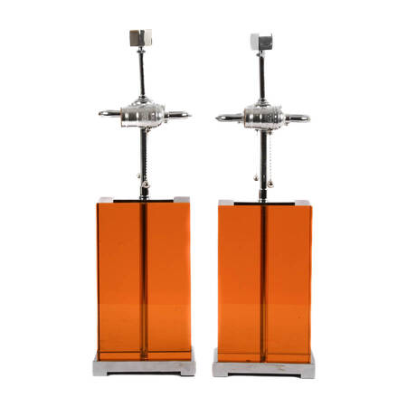 Pair of Mid-Century Modern Crystal and Chrome Table Lamps
