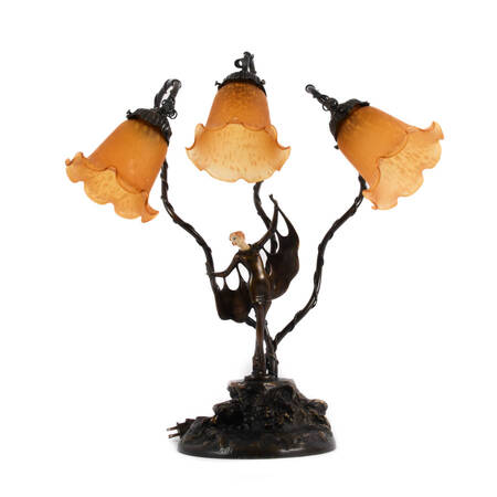 Bronzed Art Deco Figural Table Lamp After Auguste Moreau