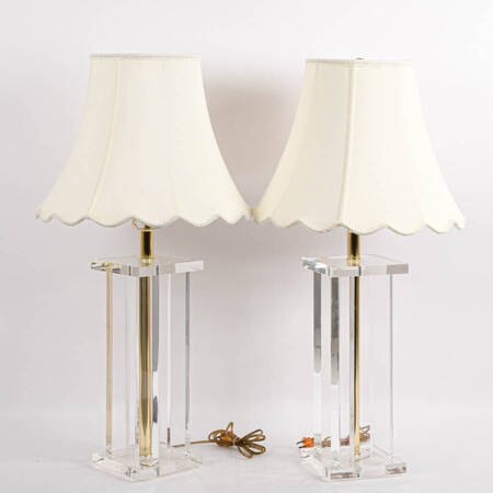 Pair of Square Lucite Table Lamps