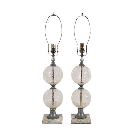 Pair of Art Deco-Style Crackle Glass Lamps