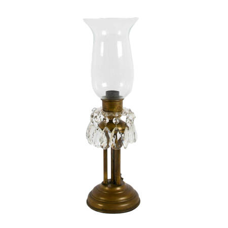 Brass and Crystal Hurricane Table Lamp