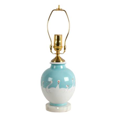 Noritake Hand-Painted Porcelain Egret Lamp