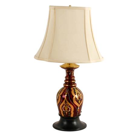 Antique Bohemian Gilt and Enameled Decanter Converted Lamp