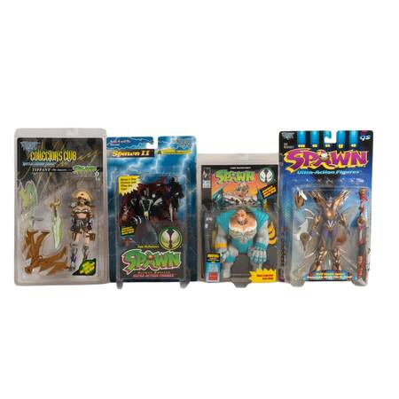 Four McFarlane Toys:Spawn Universe Overkill, Spawn II, Tiffany, The Goddess