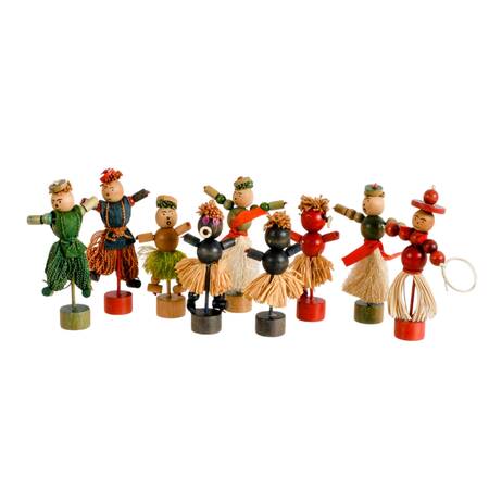 Group of Hand-Made Mid-Century Wooden Primitive Dolls