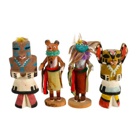 Four Miniature Hand-Carved Kachina Dolls