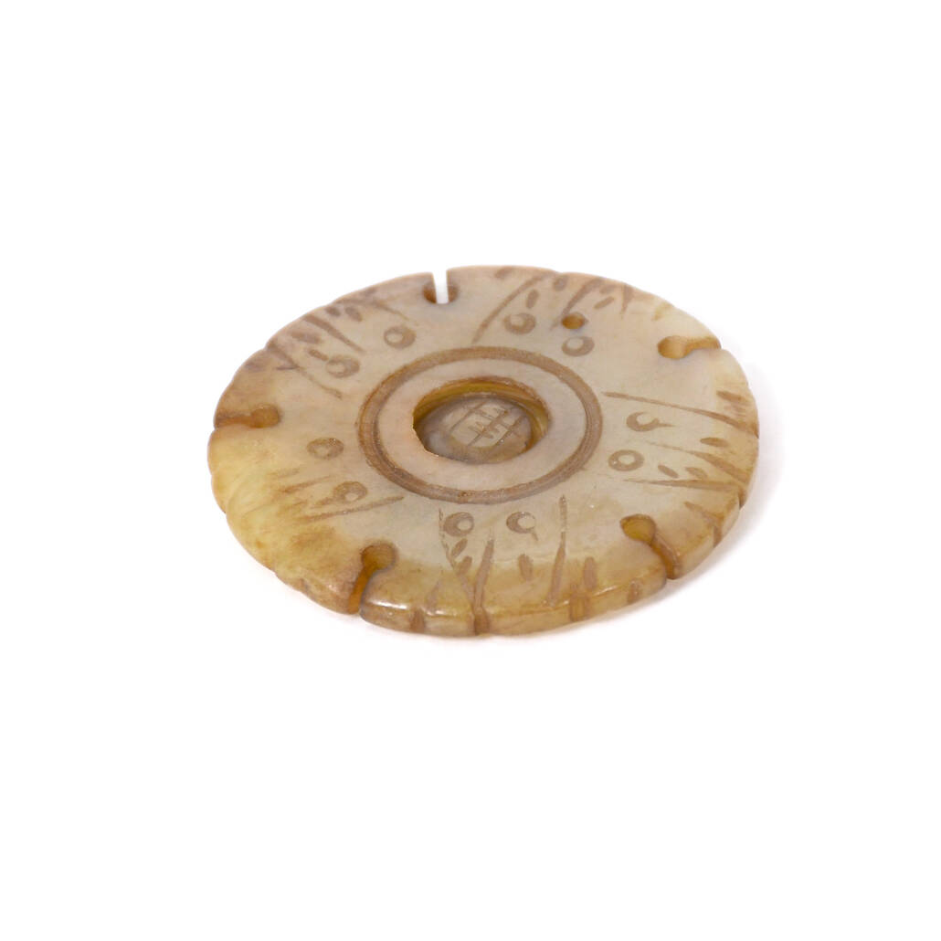 Carved Serpentinite Spinning Prayer Wheel Pendant