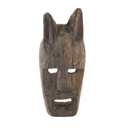 African Horned Carved Wooden Mask