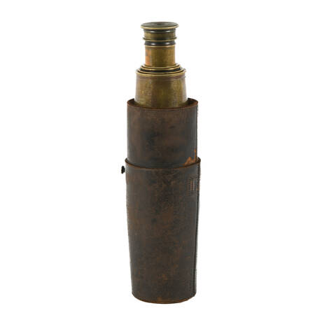 Antique Spyglass Telescope in Leather Holder