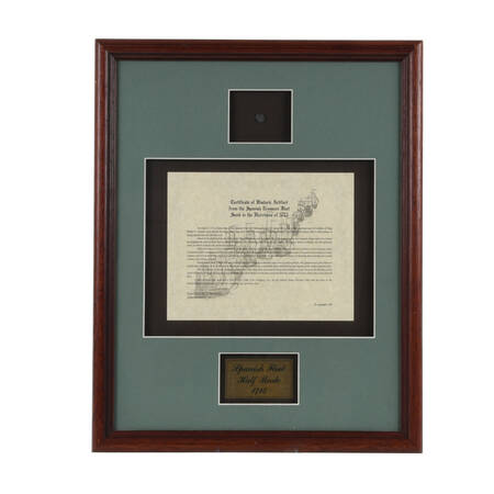 Framed Spanish Fleet Half Real 1715 Coin with Certificate