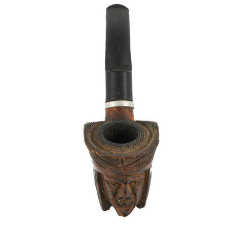 Carved Wooden Native American Figure Pipe