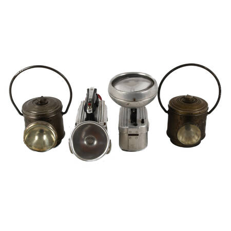 Antique Grouping of Four Aluminum Lanterns