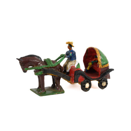 Folk-Art Terracotta Carriage Horse and Riders Grouping
