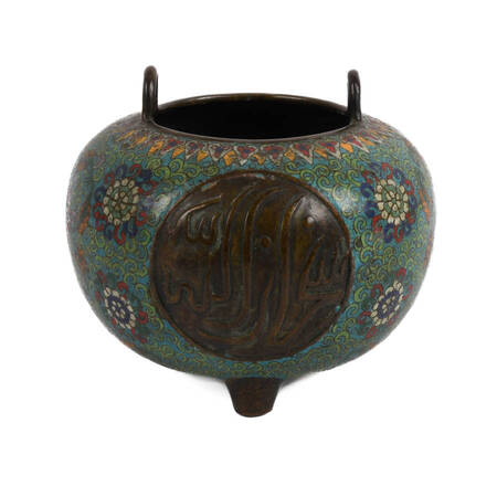 Chinese Floral Islamic Market Cloisonné Enamel and Ormolu Vase