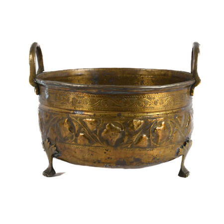 Antique Brass Repoussé Moroccan Wash Basin