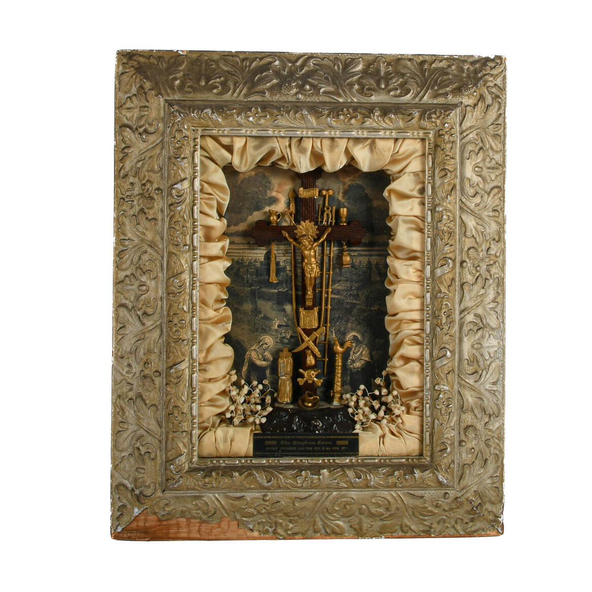 Antique "Thy Kingdom Come" Arma Christi Indulgence Shadow Box