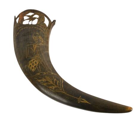 Indonesian Carved Buffalo Horn Wall Pocket