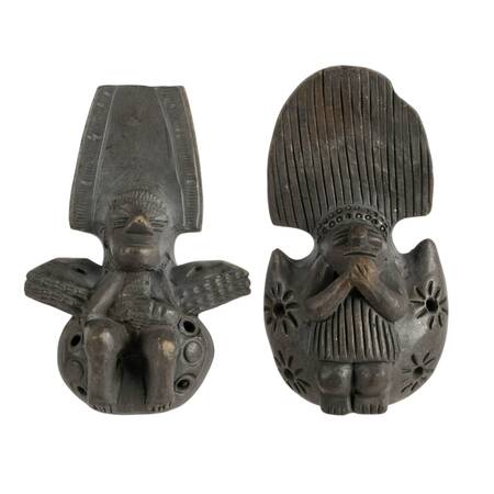 Pair of Figural Mesoamerican-Style Ceremonial Ocarinas