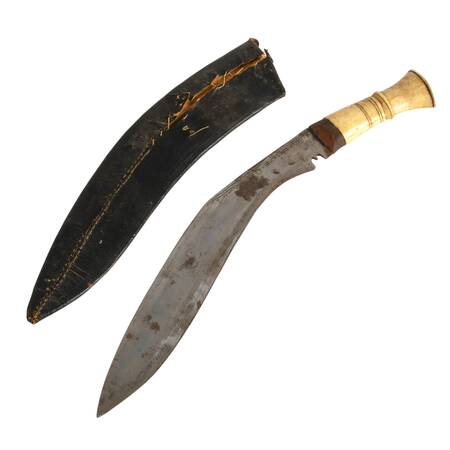 Antique Nepalese Kukri with Leather Scabbard