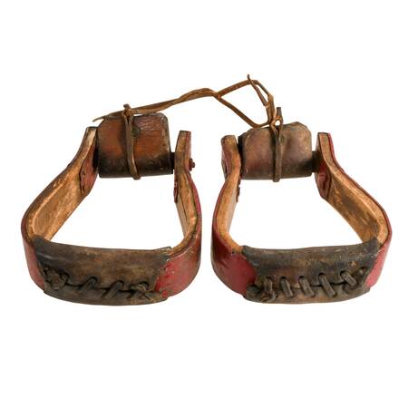 Antique Wooden and Leather Stirrups