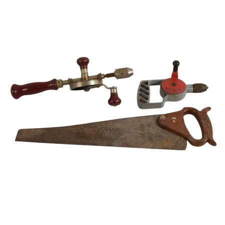 Three-Piece Mid-Century Modern Tools Including Stanley & Sears Hand Drills