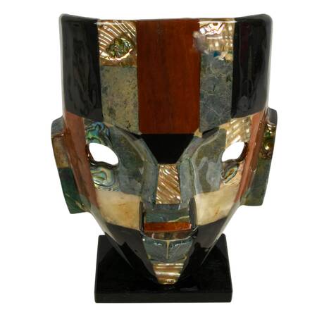 Mexican Modernist Stone and Abalone Mosaic Sculpture