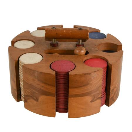 Mid-Century Poker Chip Caddy Set